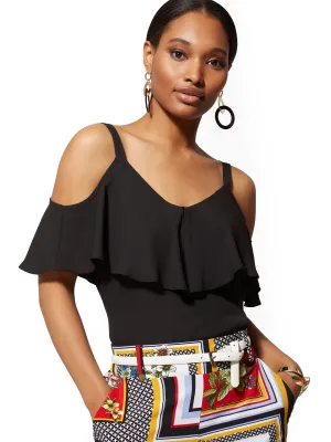 Ruffle Cold-Shoulder Top