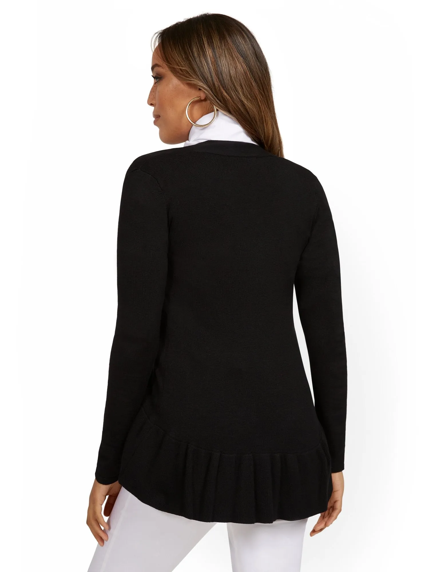 Ruffle-Front Flyaway Cardigan