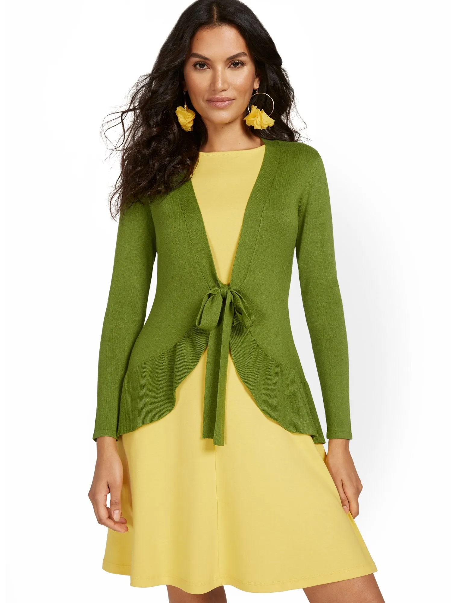 Ruffle-Front Flyaway Cardigan
