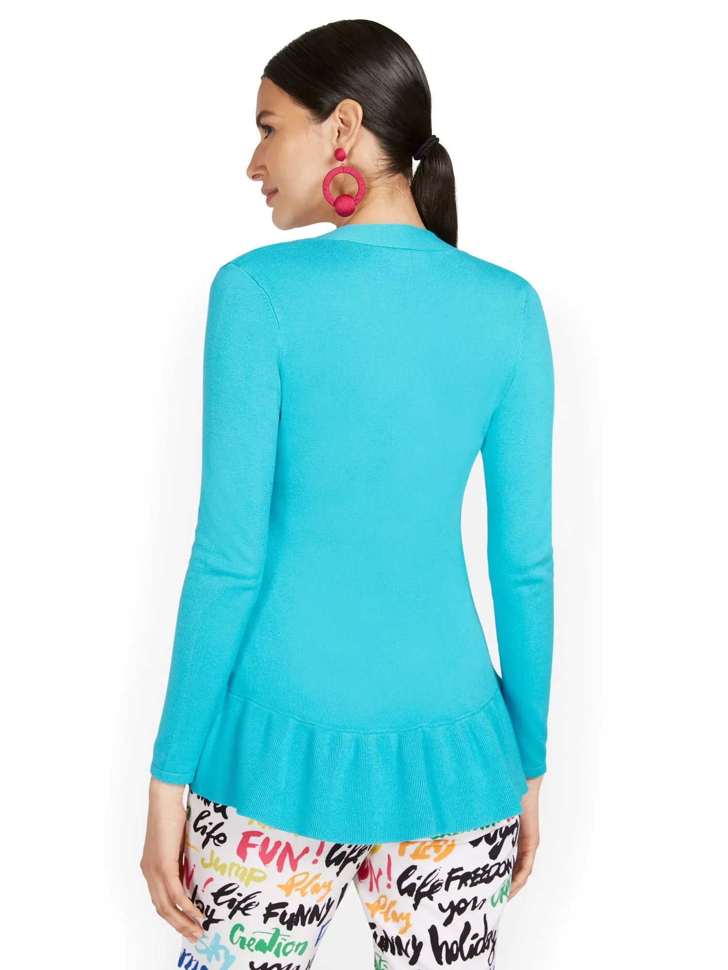 Ruffle-Front Flyaway Cardigan