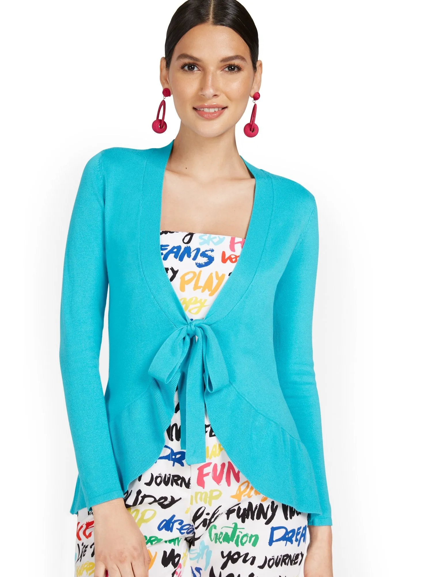 Ruffle-Front Flyaway Cardigan