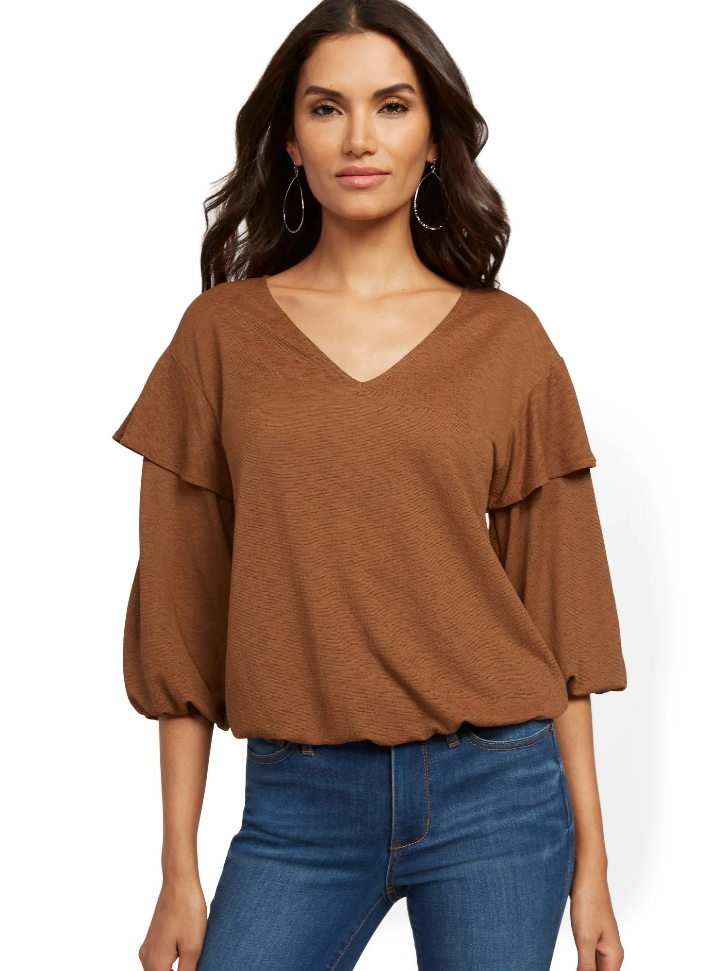 Ruffled V-Neck Top
