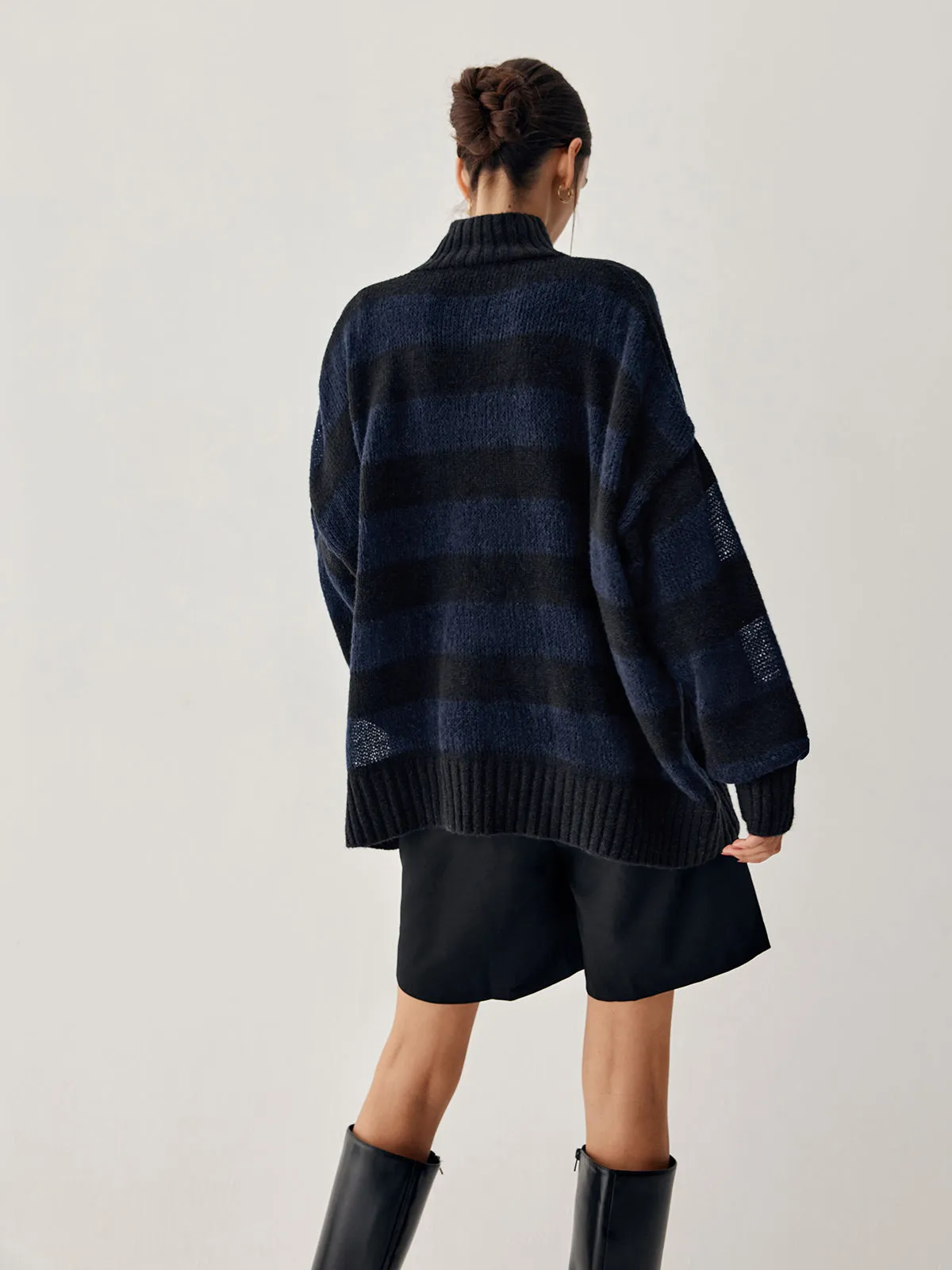 Semi Sheer Graceful Mock Turtleneck Sweater