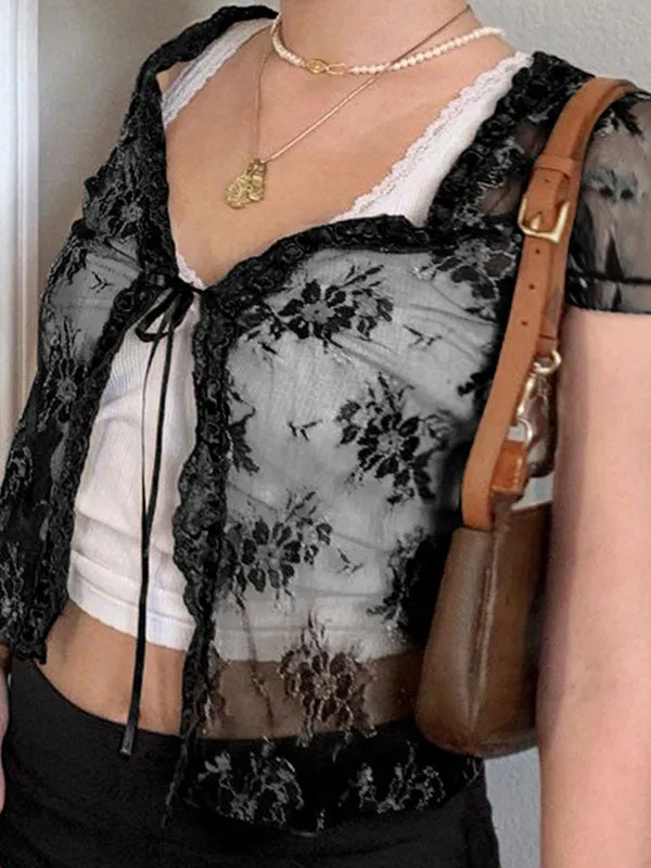 Sheer Mesh Graceful Lace Bustier