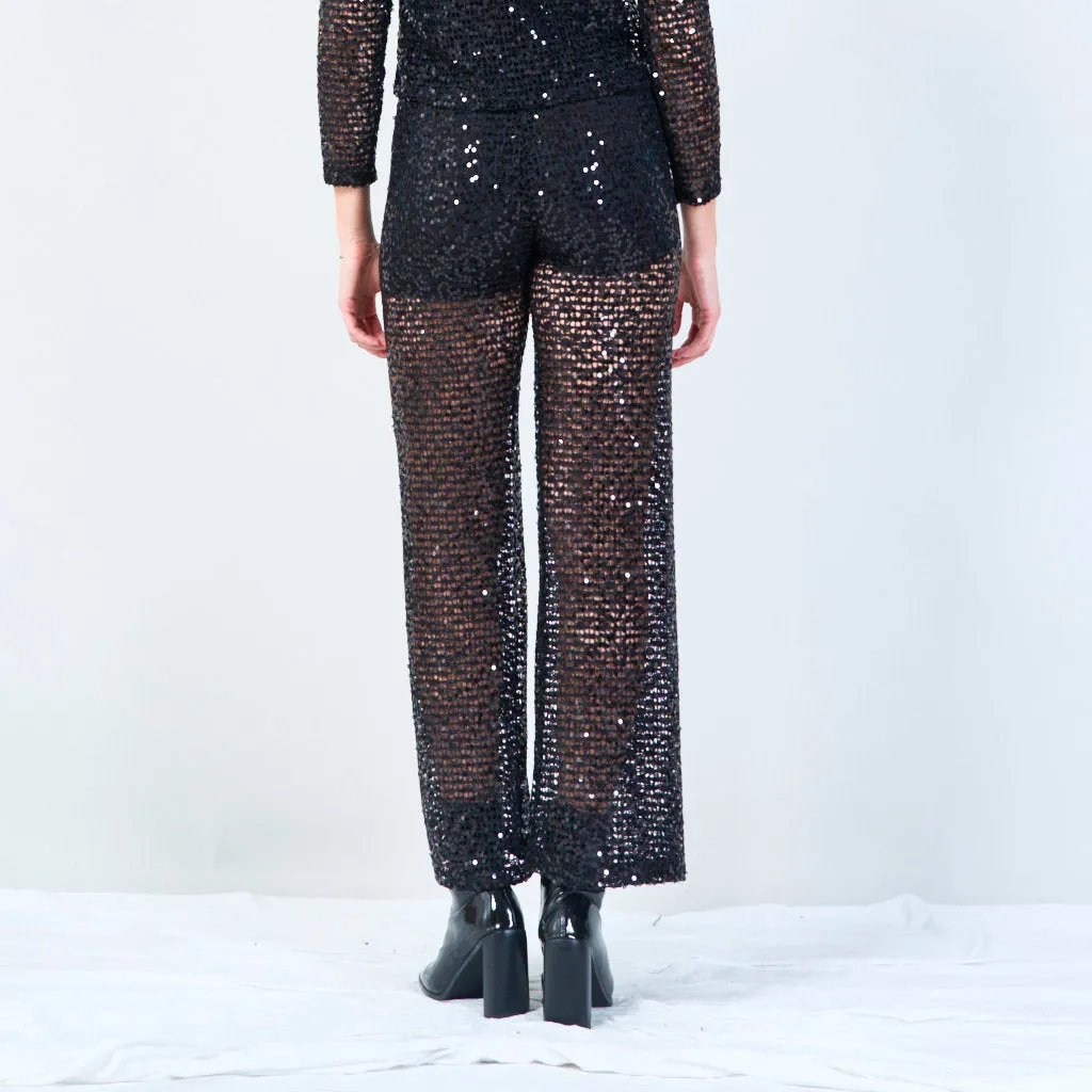 Sheer sequin overlay pants wholesale