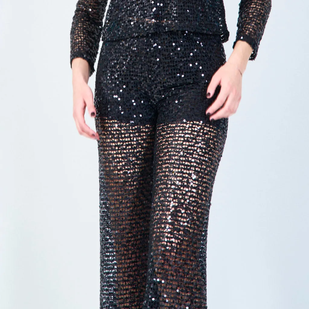 Sheer sequin overlay pants wholesale