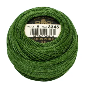 Size 8 Pearl Cotton Ball in Color 3345 ~ Dark Hunter Green