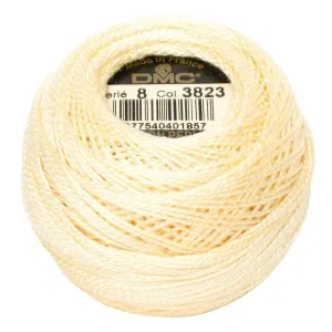 Size 8 Pearl Cotton Ball in Color 3823 ~ Ultra Pale Yellow