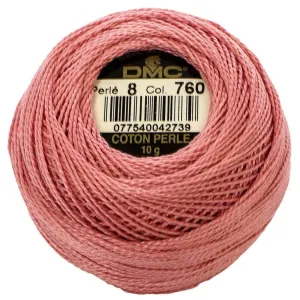 Size 8 Pearl Cotton Ball in Color 760 ~ Salmon