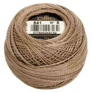 Size 8 Pearl Cotton Ball in Color 841 ~ Light Beige Brown