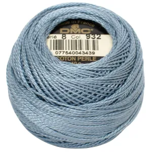 Size 8 Pearl Cotton Ball in Color 932 ~ Light Antique Blue