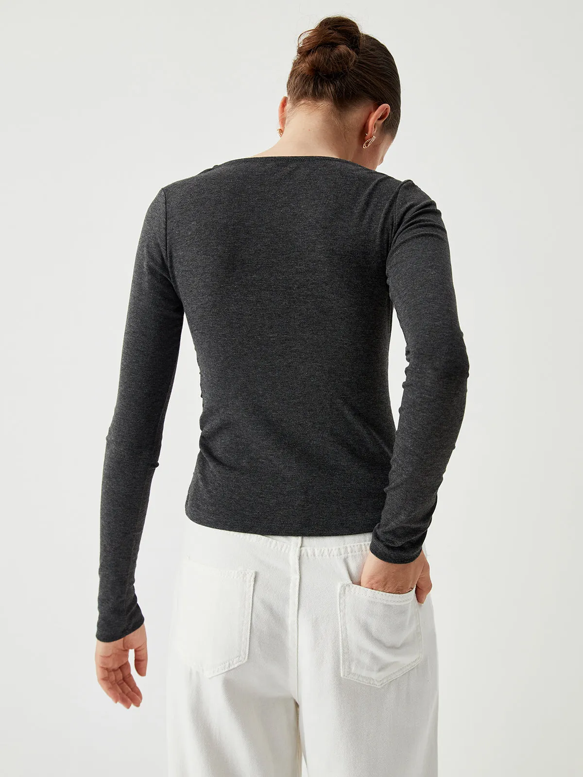 Slinky Asymmetric Graceful Long Sleeve Shirt