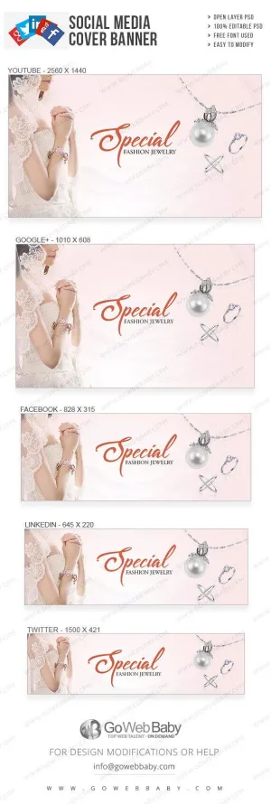 Social Media Cover Banner - Fashionable Jewelry For Website Marketing