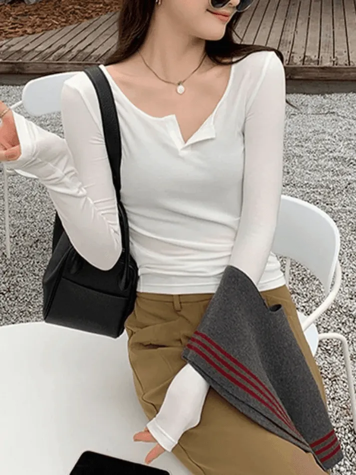 Solid Color Graceful Short Sleeve Tee