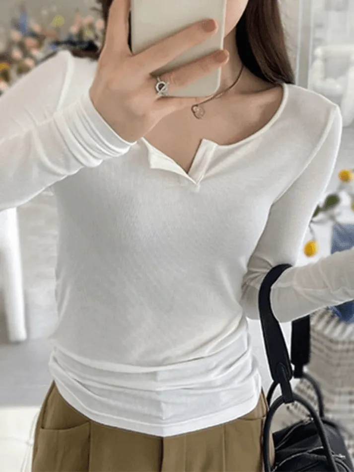 Solid Color Graceful Short Sleeve Tee