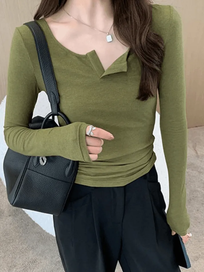 Solid Color Graceful Short Sleeve Tee