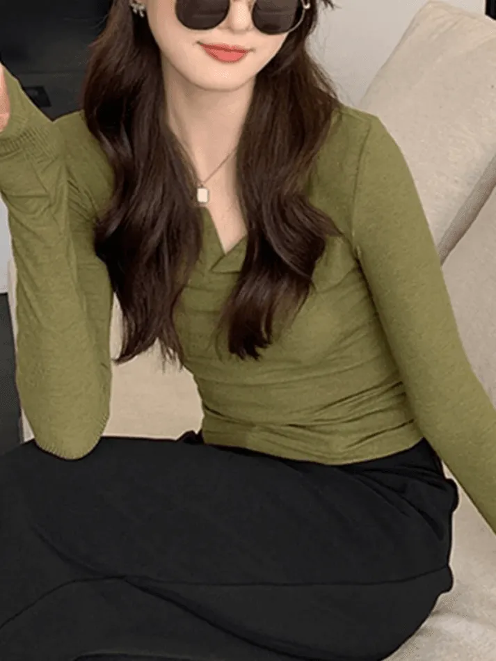 Solid Color Graceful Short Sleeve Tee