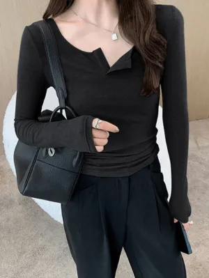Solid Color Graceful Short Sleeve Tee