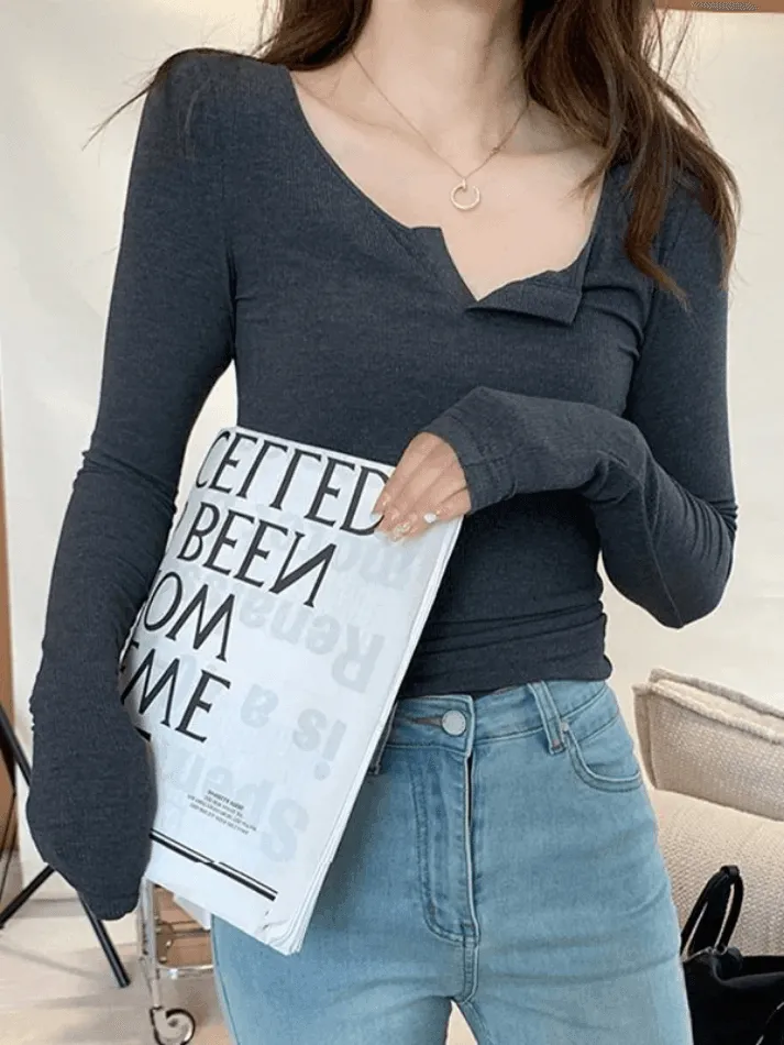 Solid Color Graceful Short Sleeve Tee