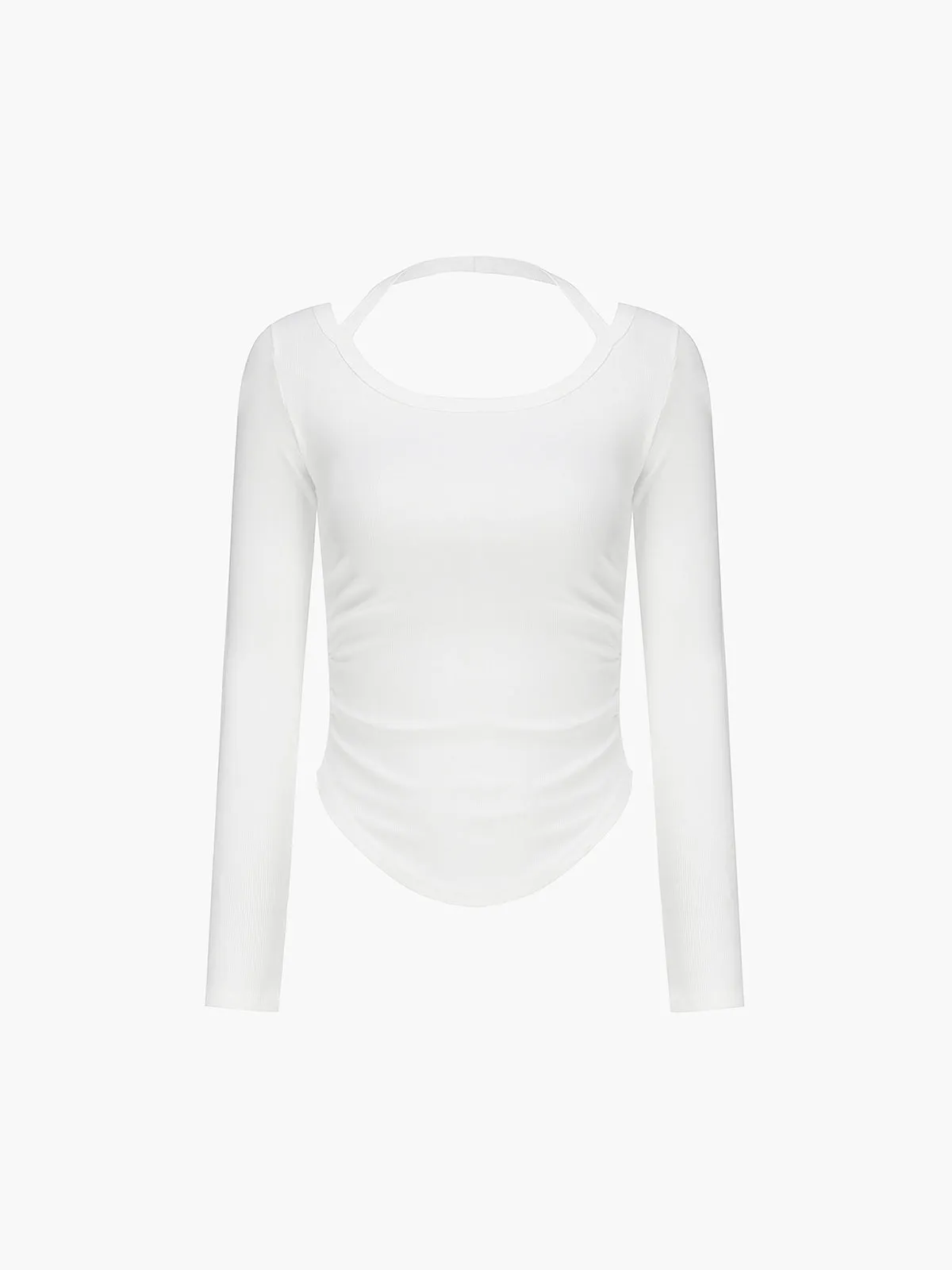 Solid Long Graceful Sleeve Halter Top