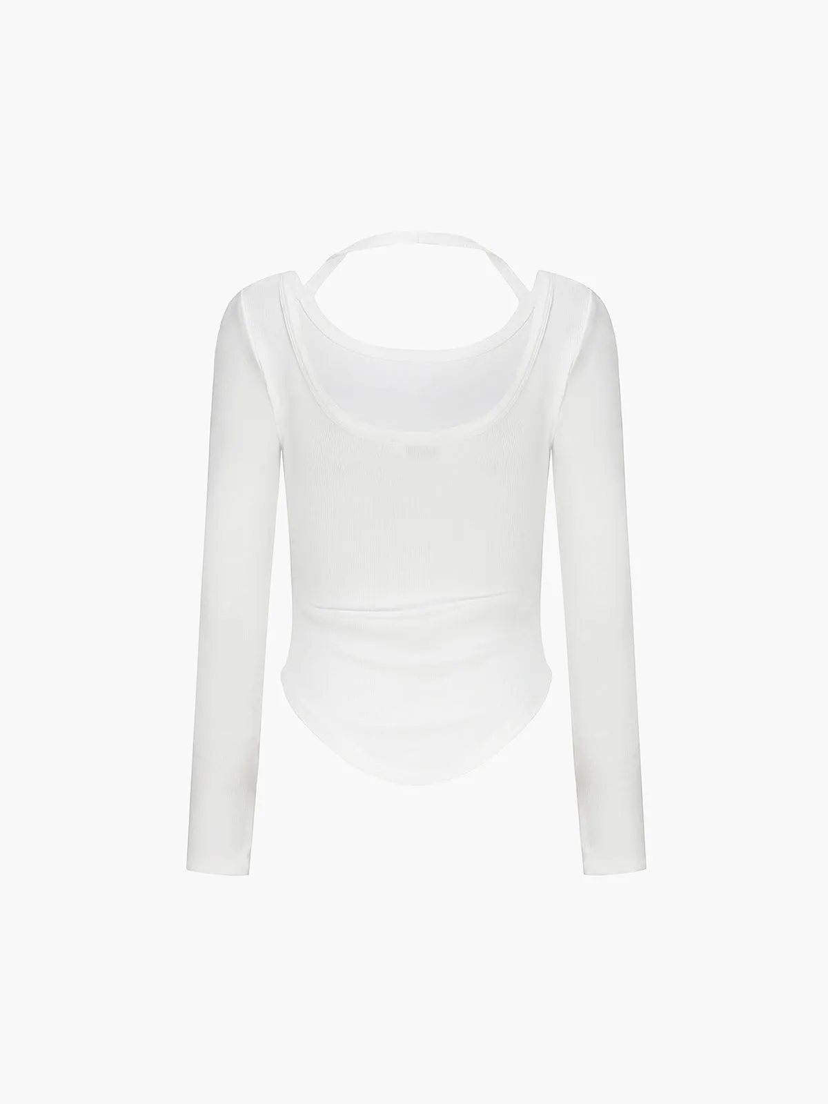 Solid Long Graceful Sleeve Halter Top
