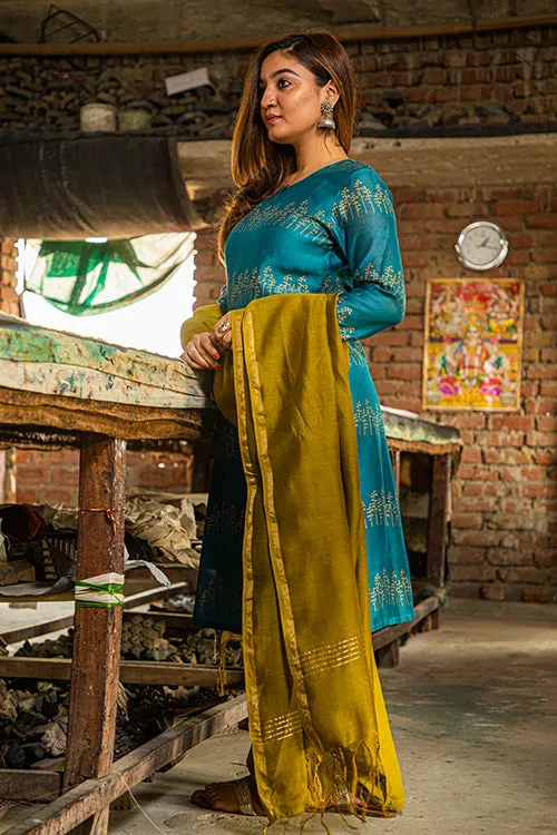 SootiSyahi'Ashavari'ChanderiSilkKurti
