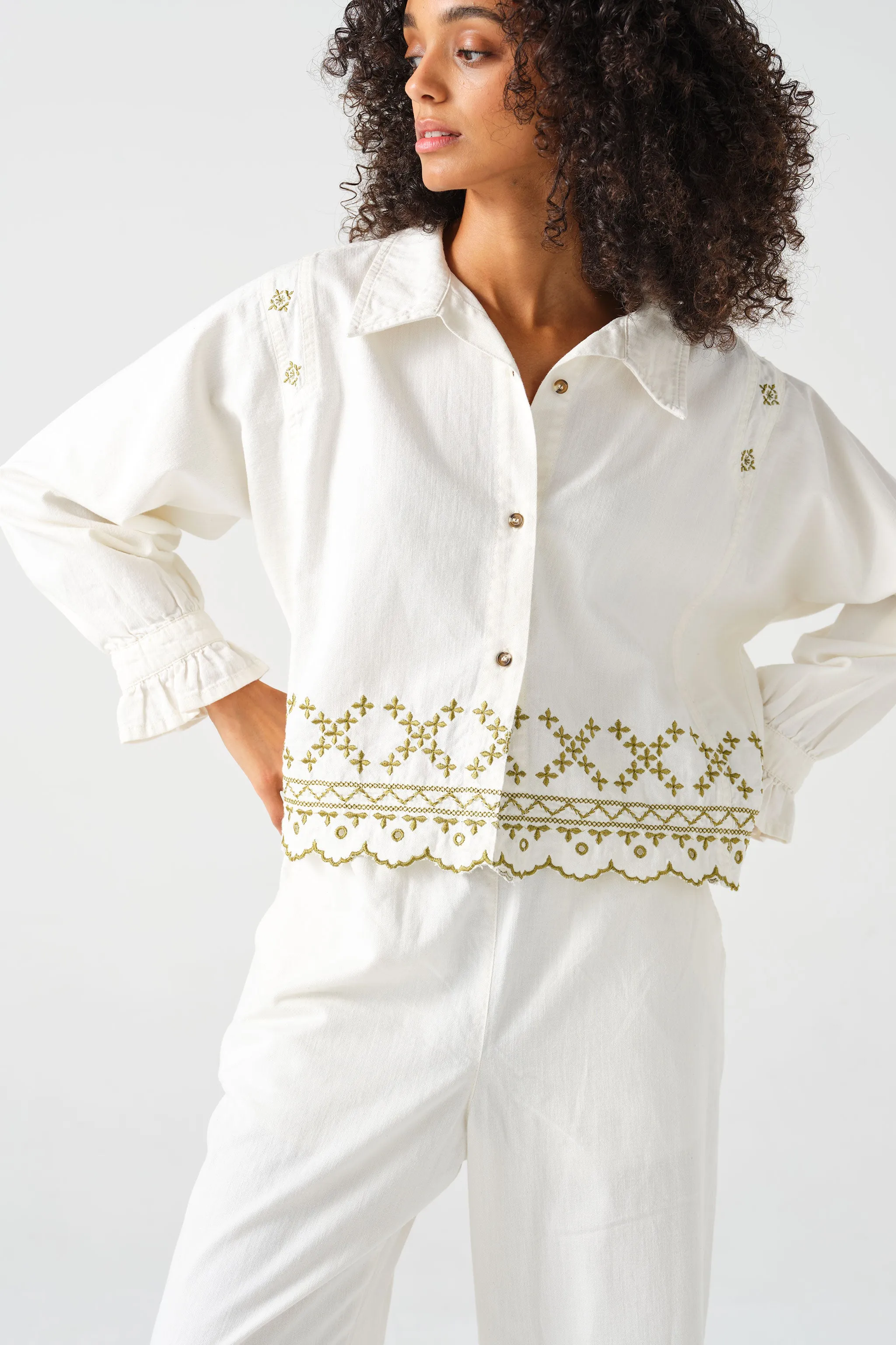 Sophie Shirt in Ecru Denim