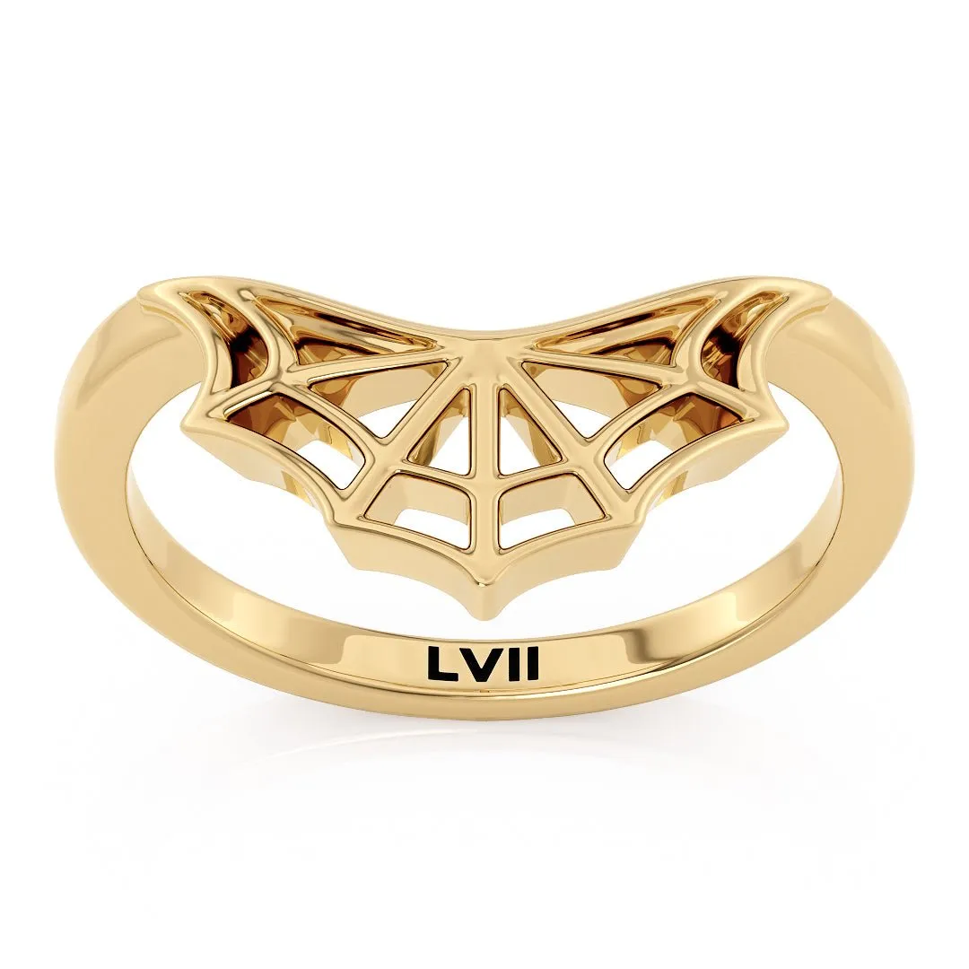 Spiderweb Bowed Edge Wedding Band