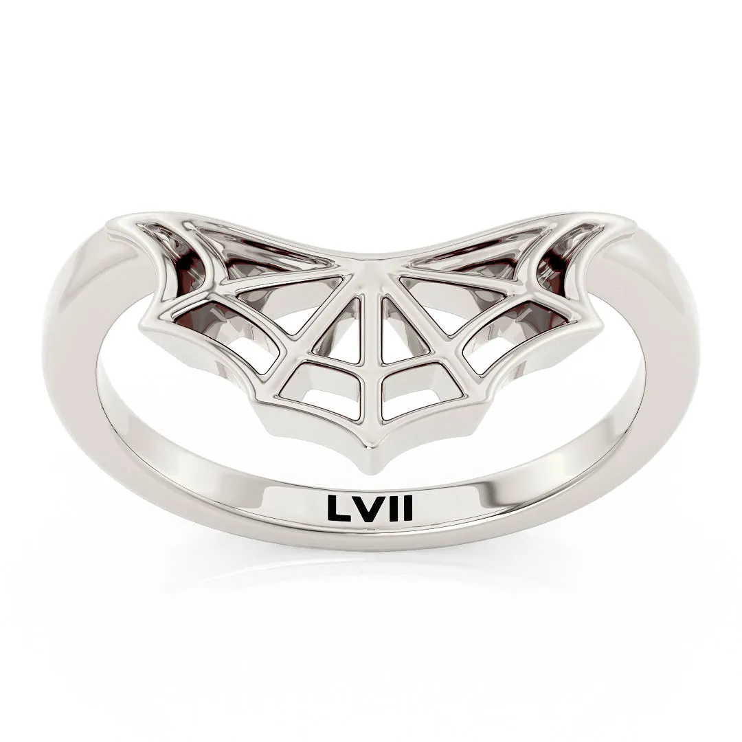 Spiderweb Bowed Edge Wedding Band