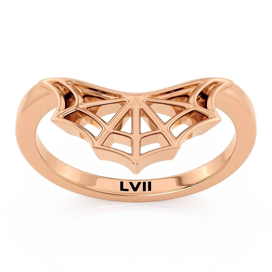 Spiderweb Bowed Edge Wedding Band