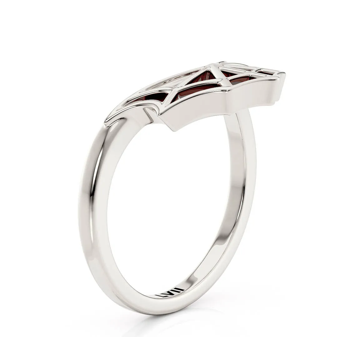 Spiderweb Bowed Edge Wedding Band