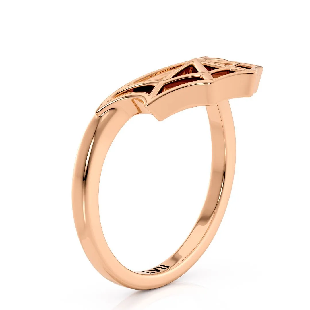 Spiderweb Bowed Edge Wedding Band
