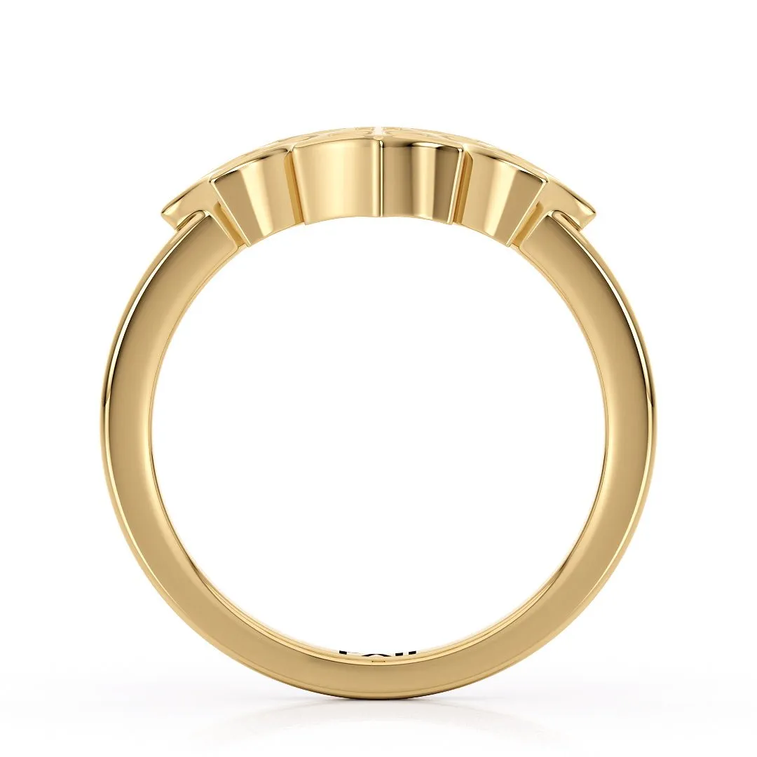 Spiderweb Bowed Edge Wedding Band