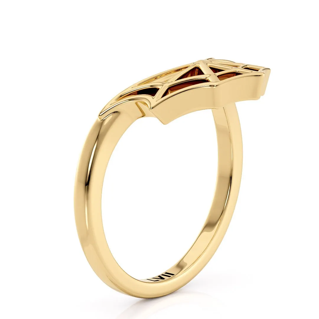 Spiderweb Bowed Edge Wedding Band