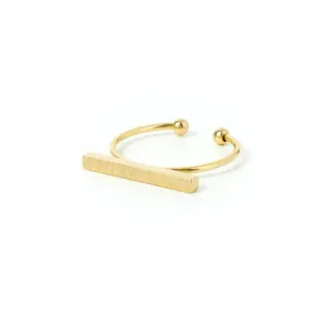 Splendid Iris Narrow Etched Bar Ring - Gold