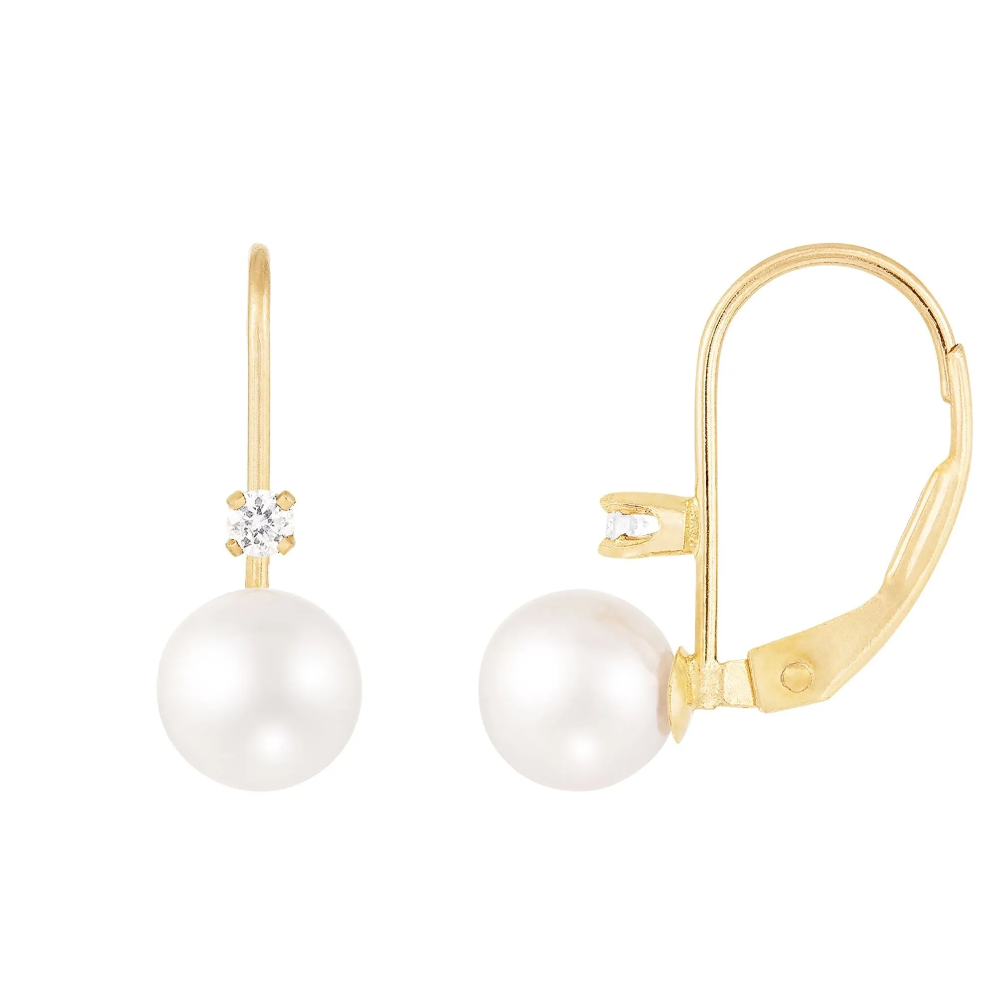 Splendid Pearls 14K Yellow Gold Diamond Earrings HOCPD-1WY