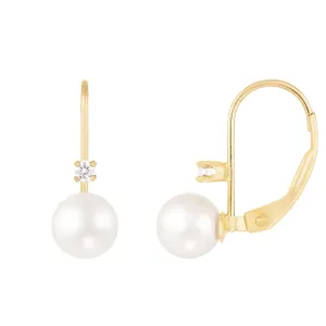 Splendid Pearls 14K Yellow Gold Diamond Earrings HOCPD-1WY
