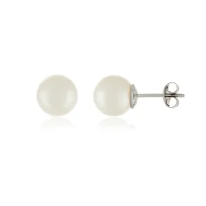 Splendid Pearls 9mm White South Sea Earrings