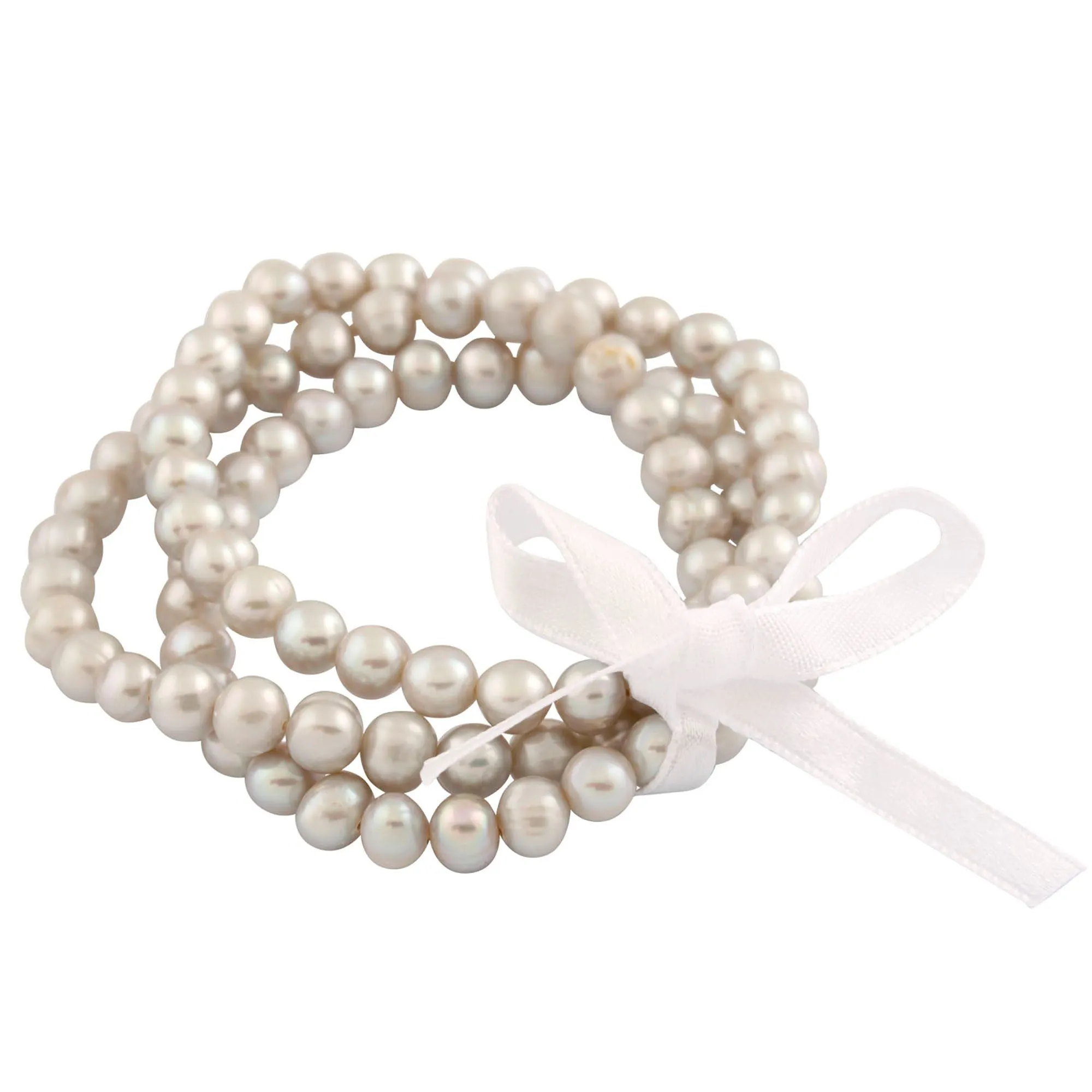 Splendid Pearls Set Of 3 Gray Elastic Bracelets