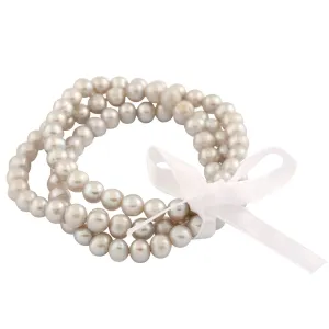 Splendid Pearls Set Of 3 Gray Elastic Bracelets