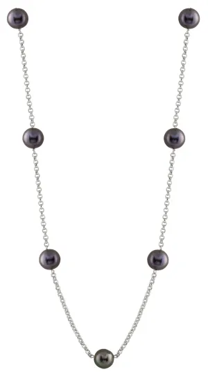 Splendid Pearls Sterling Silver Station Necklace
