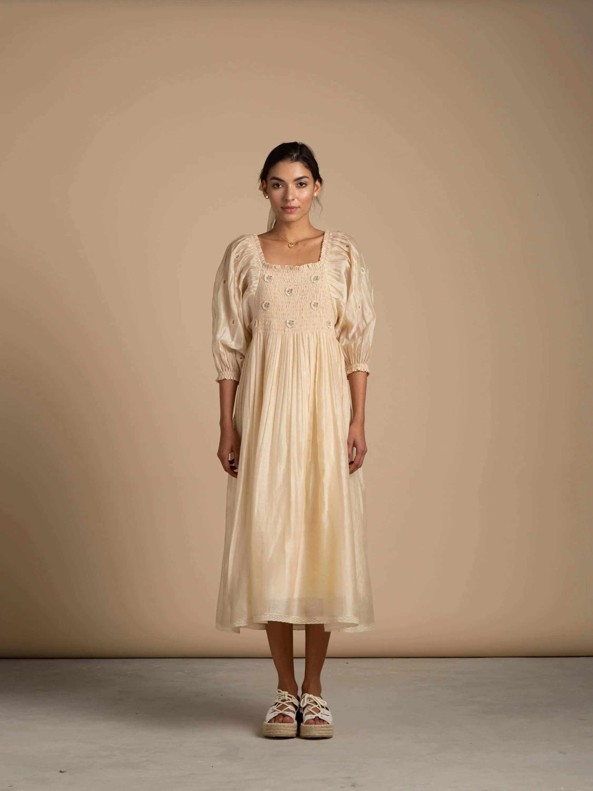 Stay A While Peasant Dress