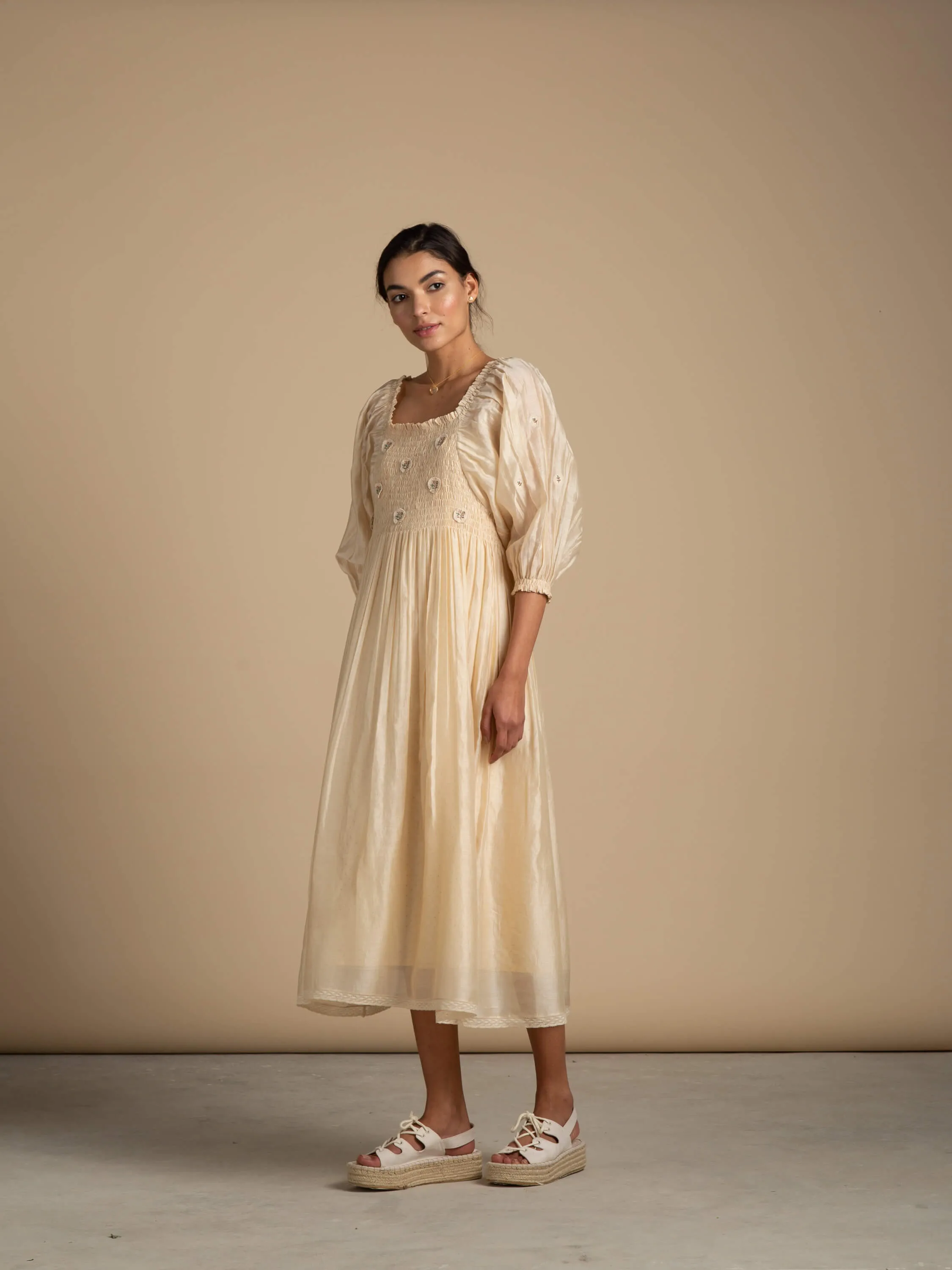 Stay A While Peasant Dress