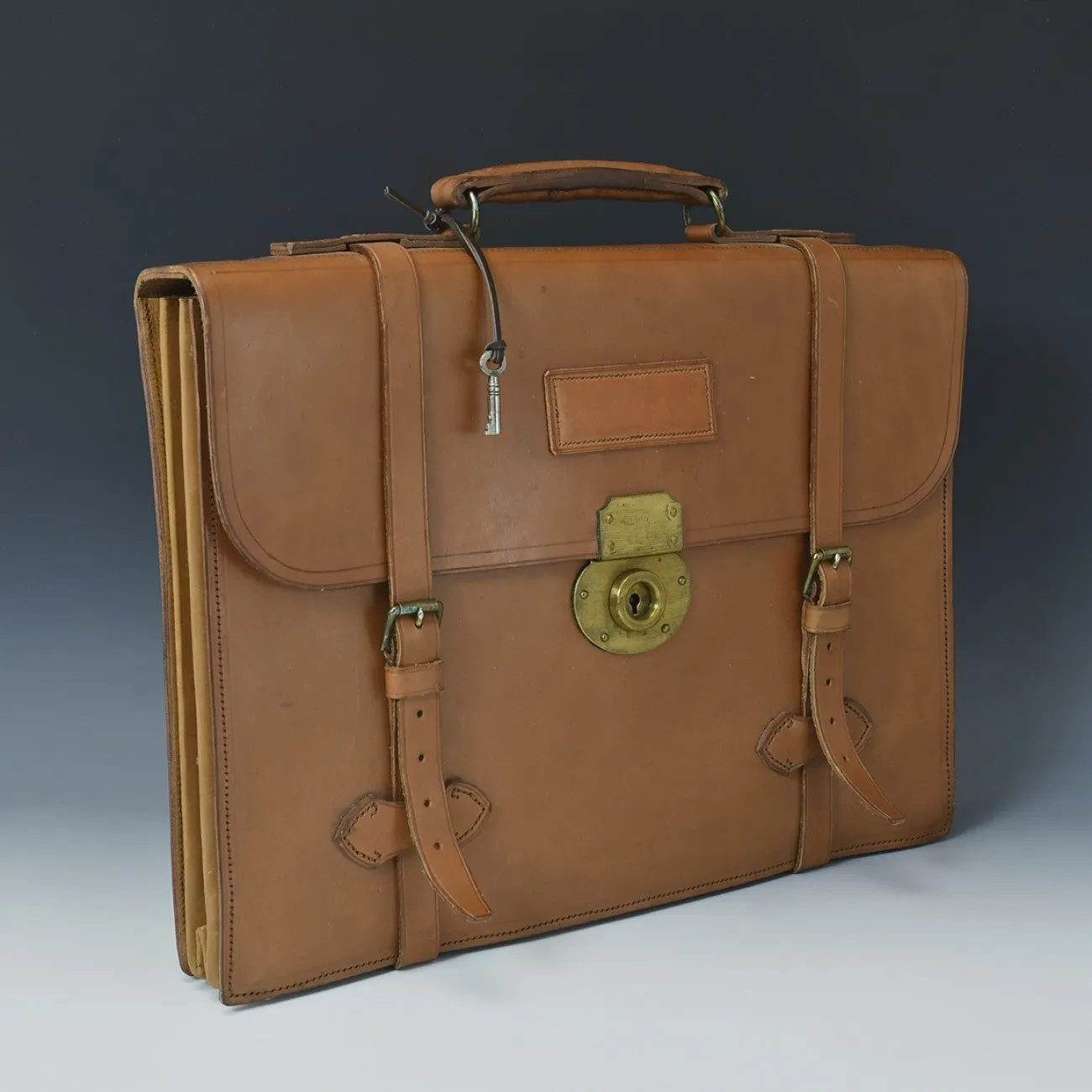 Tan Bridle Leather Briefcase