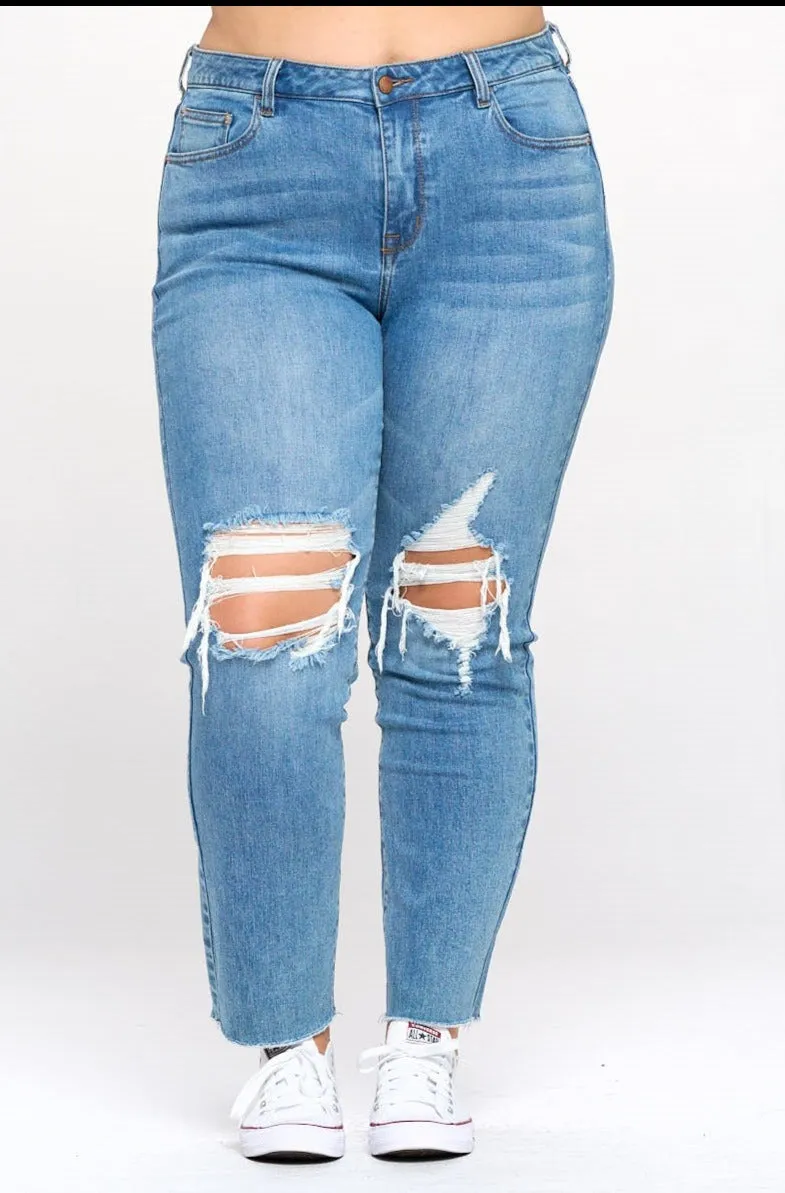 The Payton Straight Distressed Denim - PLUS