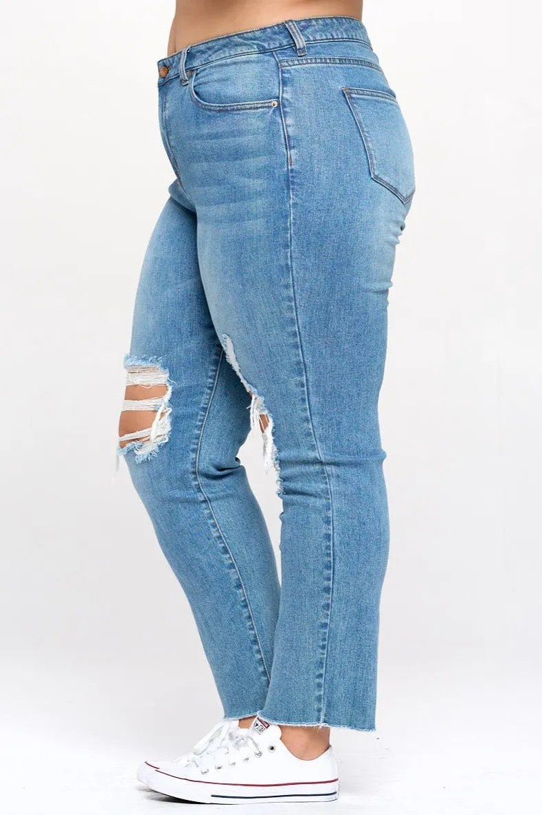 The Payton Straight Distressed Denim - PLUS