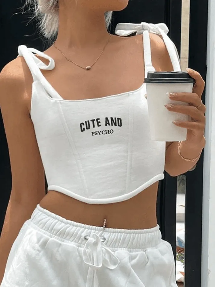Tie Strap Graceful Sunflower Crop Top
