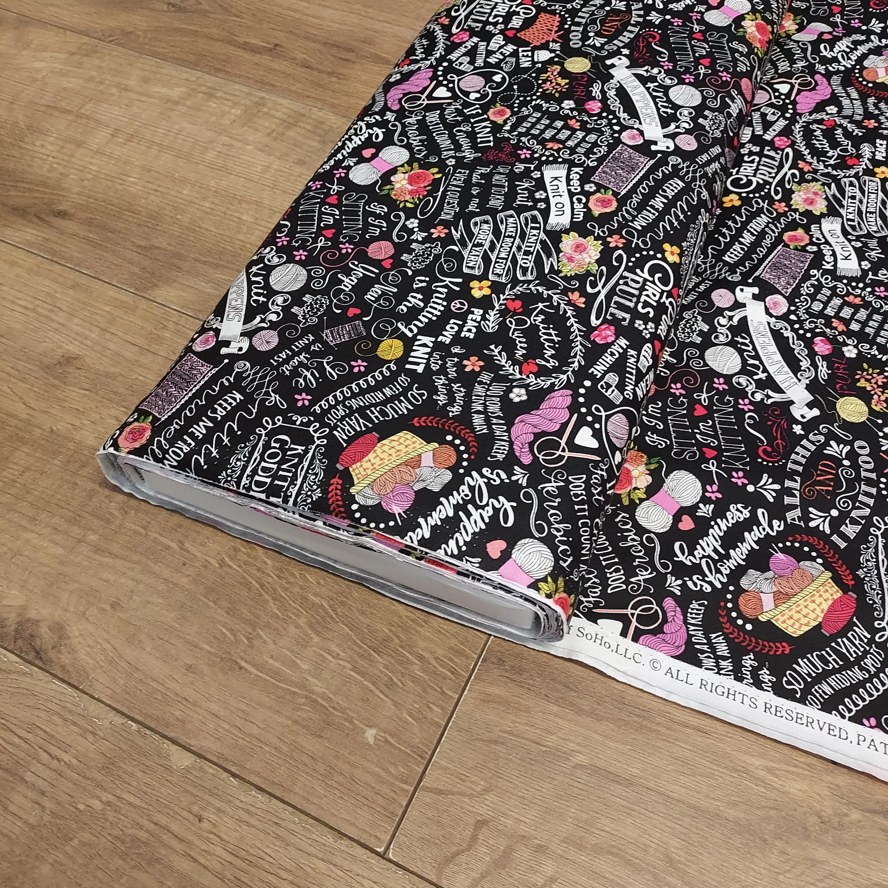 Timeless Treasures Knitting Words Cotton Fabric