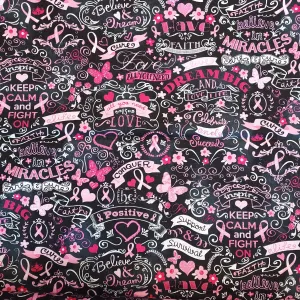 Timeless Treasures 'Think Pink' Positive Motif Cotton Fabric