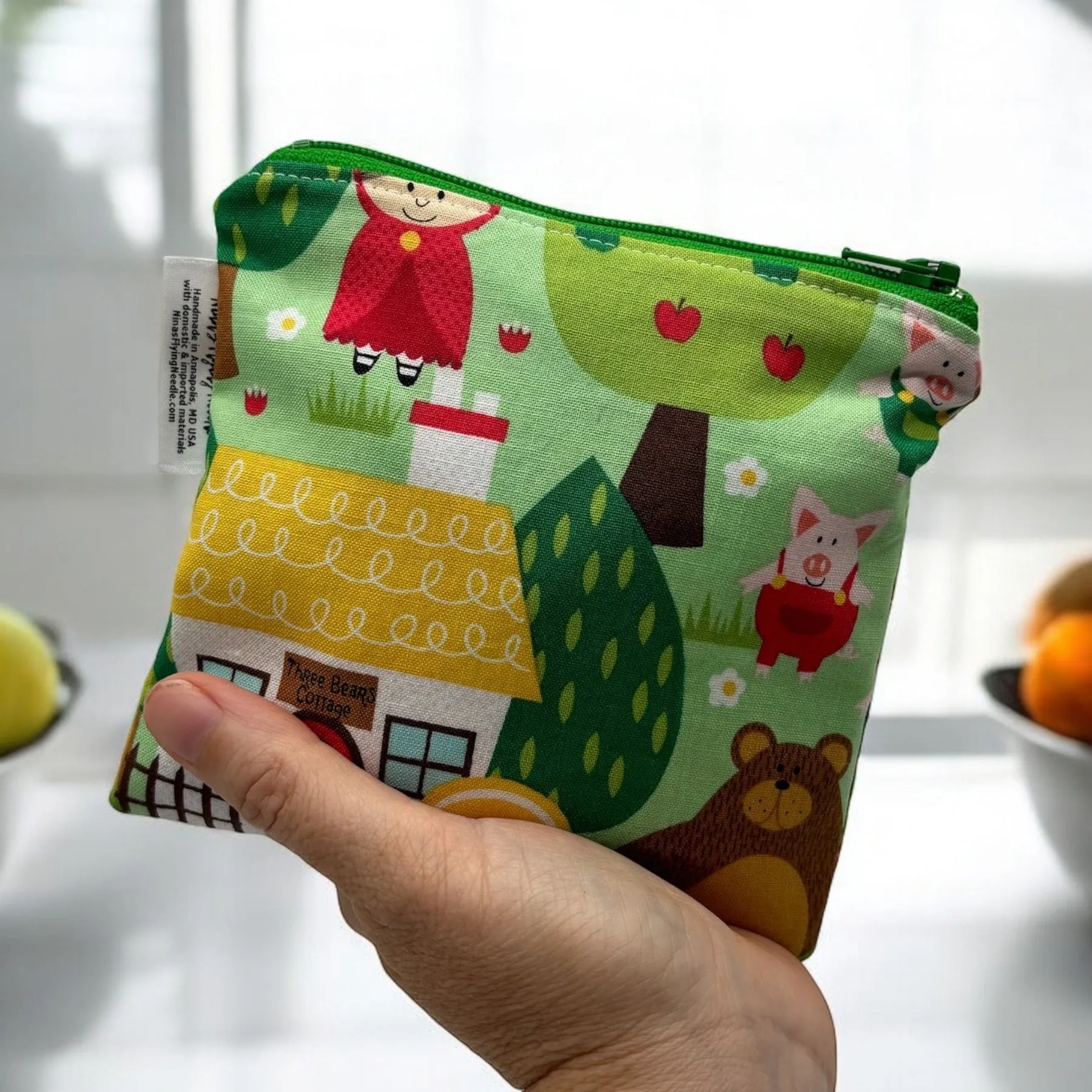 Toddler Sized Reusable Zippered Bag Fairy Tales